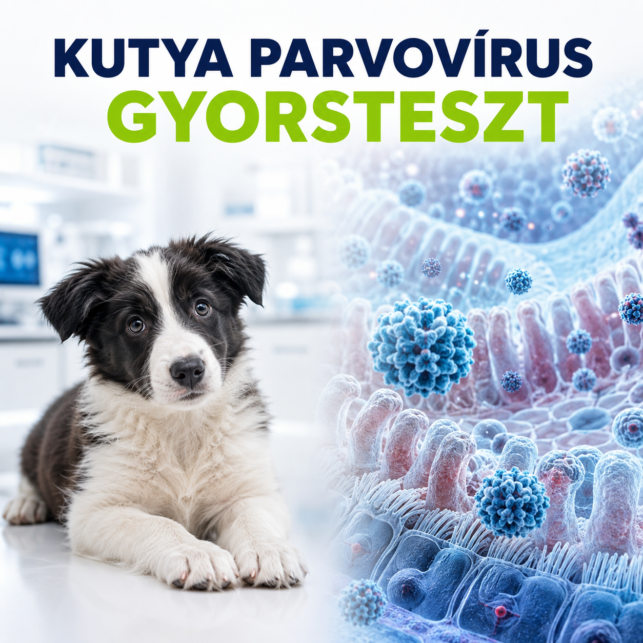 MancsLab CPV antigén gyorsteszt kutyáknak – termékcsomagolás és tesztkazetta