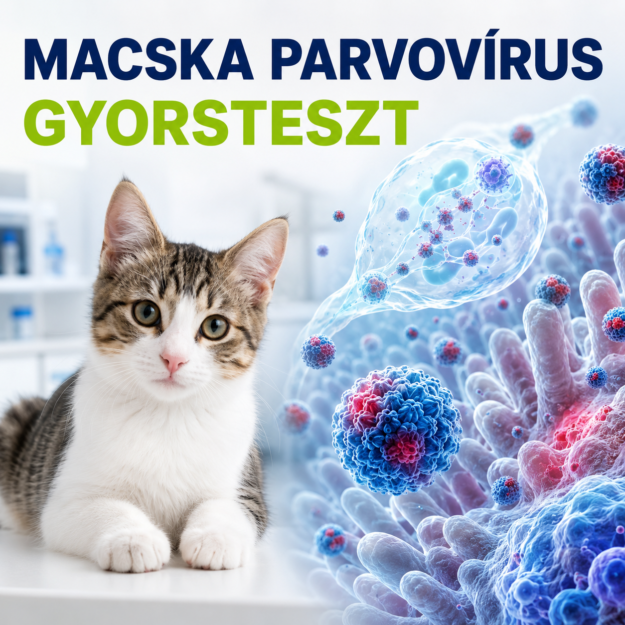 MancsLab FPV antigén gyorsteszt macskáknak – termékcsomagolás és tesztkazetta