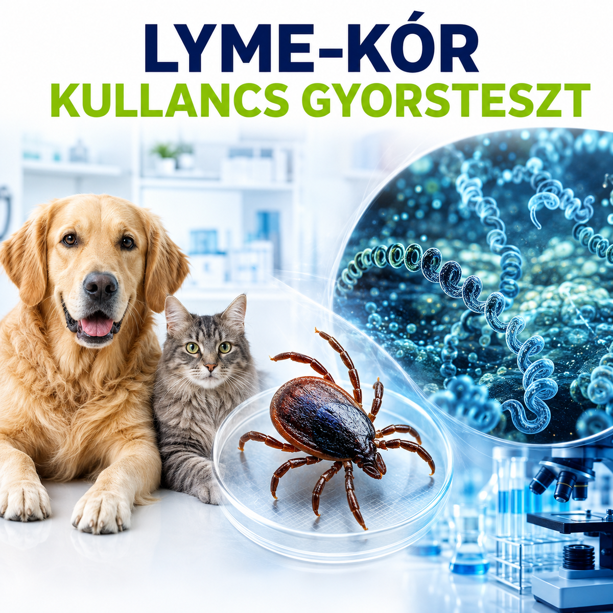 MancsLab Lyme-kór kullancs gyorsteszt eltávolított kullancshoz – termékcsomagolás és tesztkazetta